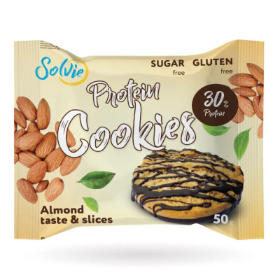 Протеиновое печенье Solvie Protein cookies, 50 г, Миндальное с кусочками миндаля