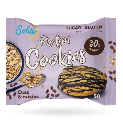 Протеиновое печенье Solvie Protein cookies, 50 г, Овсяные хлопья и изюм