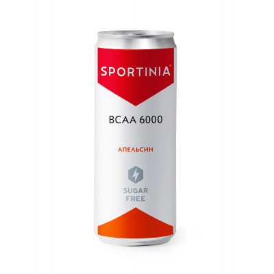 Спортивный напиток с БЦАА Sportinia BCAA, 6000 мг, 330 мл, Апельсин