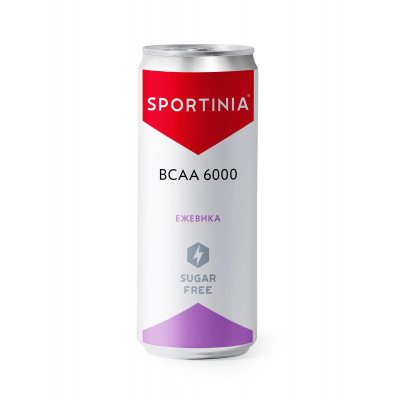 Спортивный напиток с БЦАА Sportinia BCAA, 6000 мг, 330 мл, Ежевика