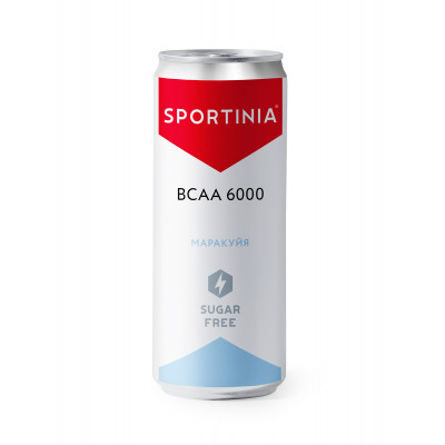 Спортивный напиток с БЦАА Sportinia BCAA, 6000 мг, 330 мл, Маракуйя