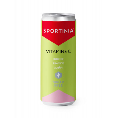 Спортивный напиток с витамином С Sportinia Vitamin C, 330 мл, Вишня-яблоко-лайм