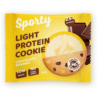 Легкое протеиновое печенье Sporty Protein light, 40 г, Банановый брауни