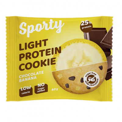Легкое протеиновое печенье Sporty Protein light, 40 г, Шоколад-банан
