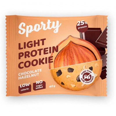 Легкое протеиновое печенье Sporty Protein light, 40 г, Шоколад-фундук