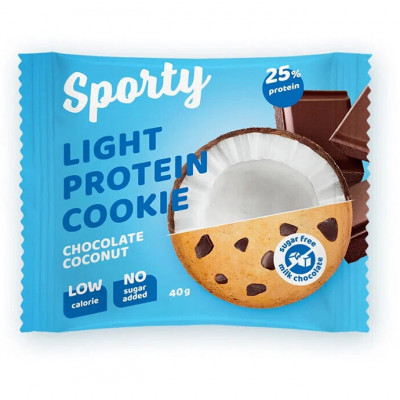 Легкое протеиновое печенье Sporty Protein light, 40 г, Шоколад-кокос