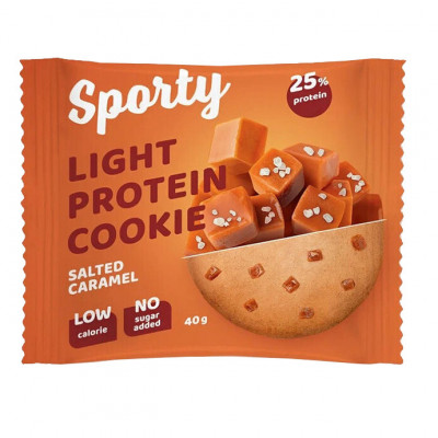 Легкое протеиновое печенье Sporty Protein light, 40 г, Соленая карамель