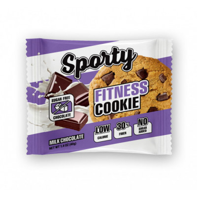 Низкокалорийное фитнес-печенье Sporty fitness cookie, 40 г, Молочный шоколад