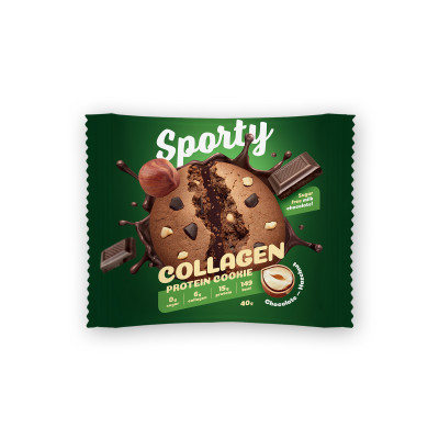 Протеиновое печенье с коллагеном Sporty Collagen Protein cookie, 40 г, Шоколад-фундук