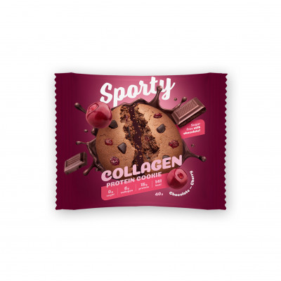 Протеиновое печенье с коллагеном Sporty Collagen Protein cookie, 40 г, Шоколад-вишня