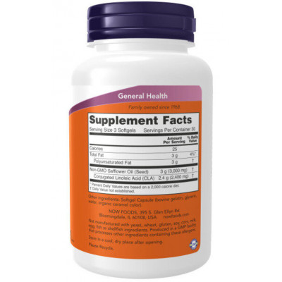 Конъюгированная линолевая кислота Now Foods CLA, 800 мг, 90 мягких таблеток