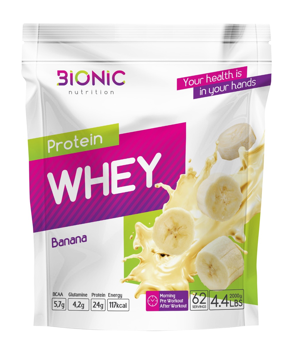 Сывороточный протеин Bionic Nutrition Protein Whey, 2000 г, Банан ...