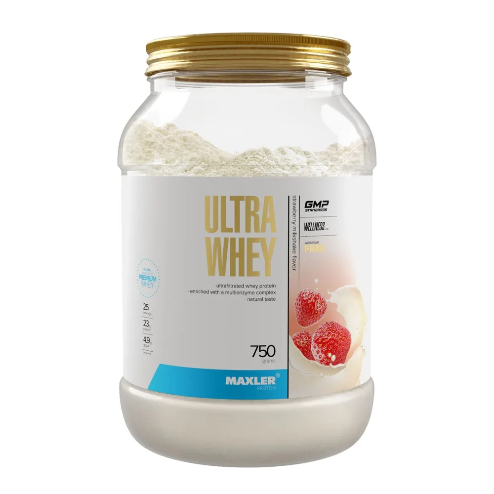 Сывороточный протеин Maxler Ultra Whey, 750 г, Клубничный молочный ...