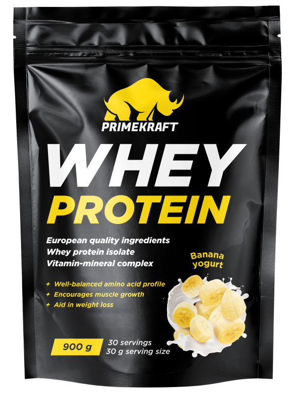 Сывороточный протеин Prime Kraft Whey protein, 900 г, Банановый йогурт ...