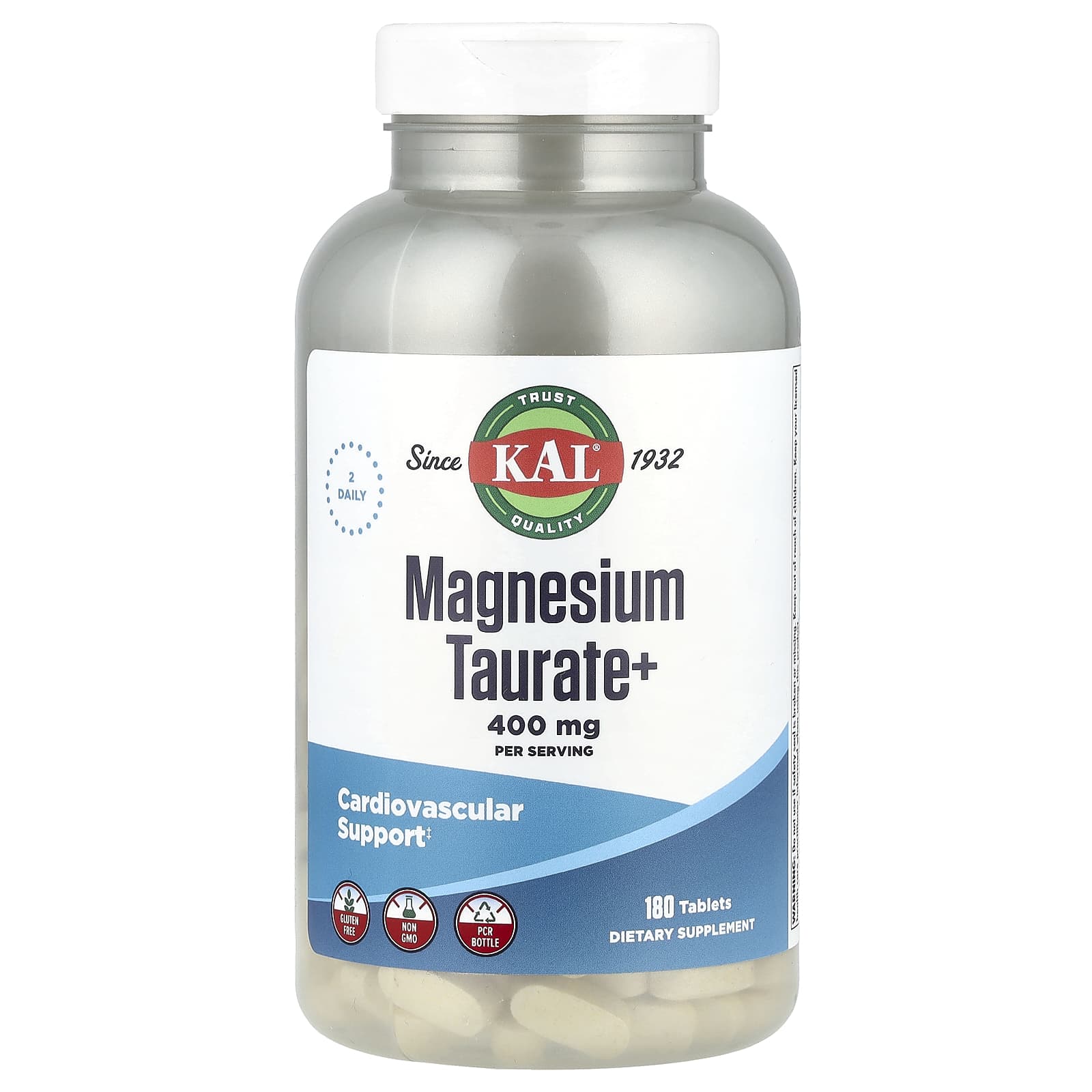 Таурат магния KAL Magnesium Taurate, 400 мг, 180 таблеток (200 мг в 1 ...