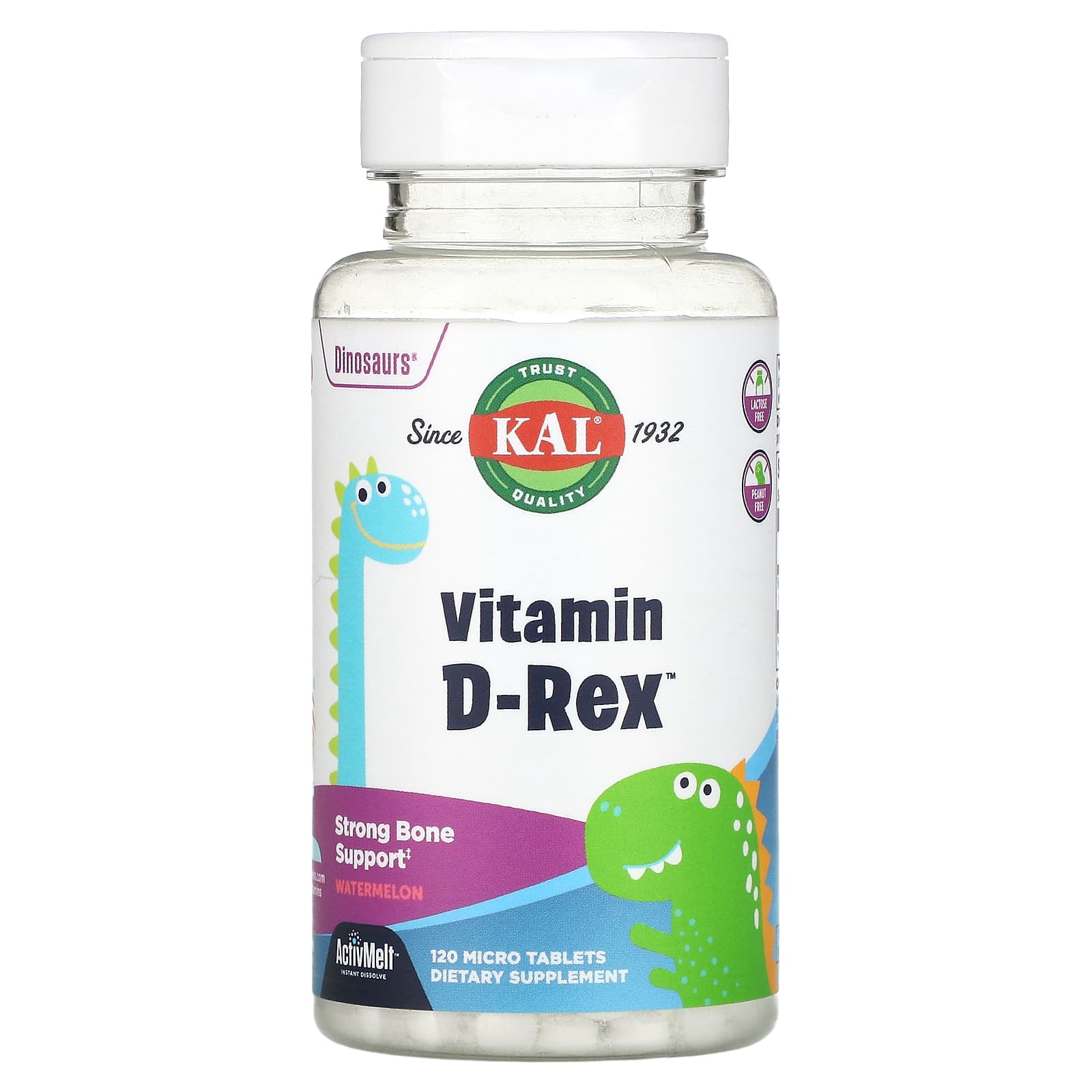 Витамин Д3 для детей KAL Dinosaur Vitamin D-Rex, 120 таблеток, Арбуз ...