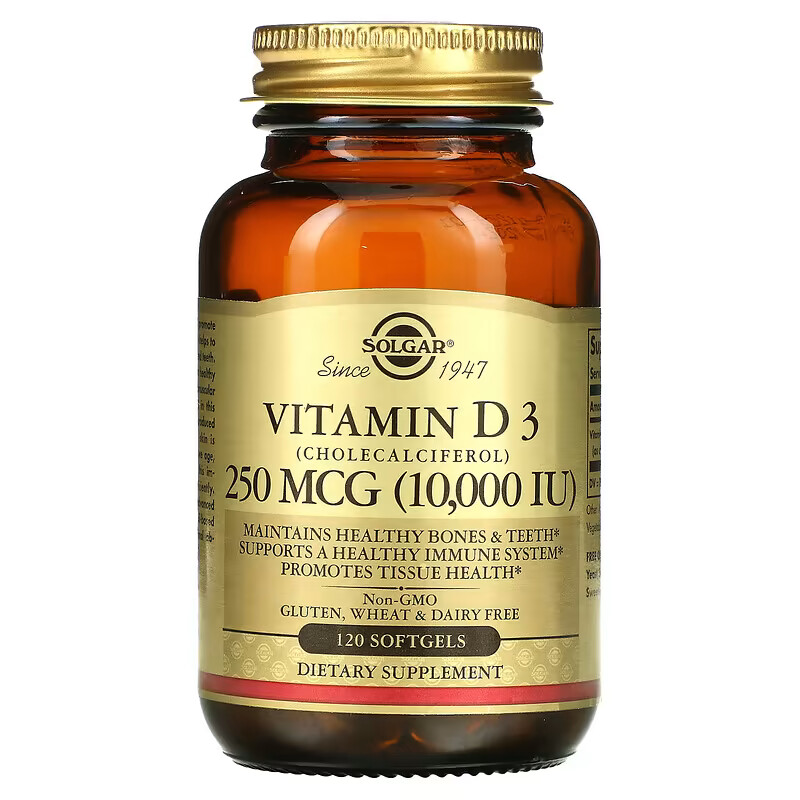 Витамин Д3 Solgar Vitamin D3, 10000 IU, 250 мкг, 120 капсул купить в ...
