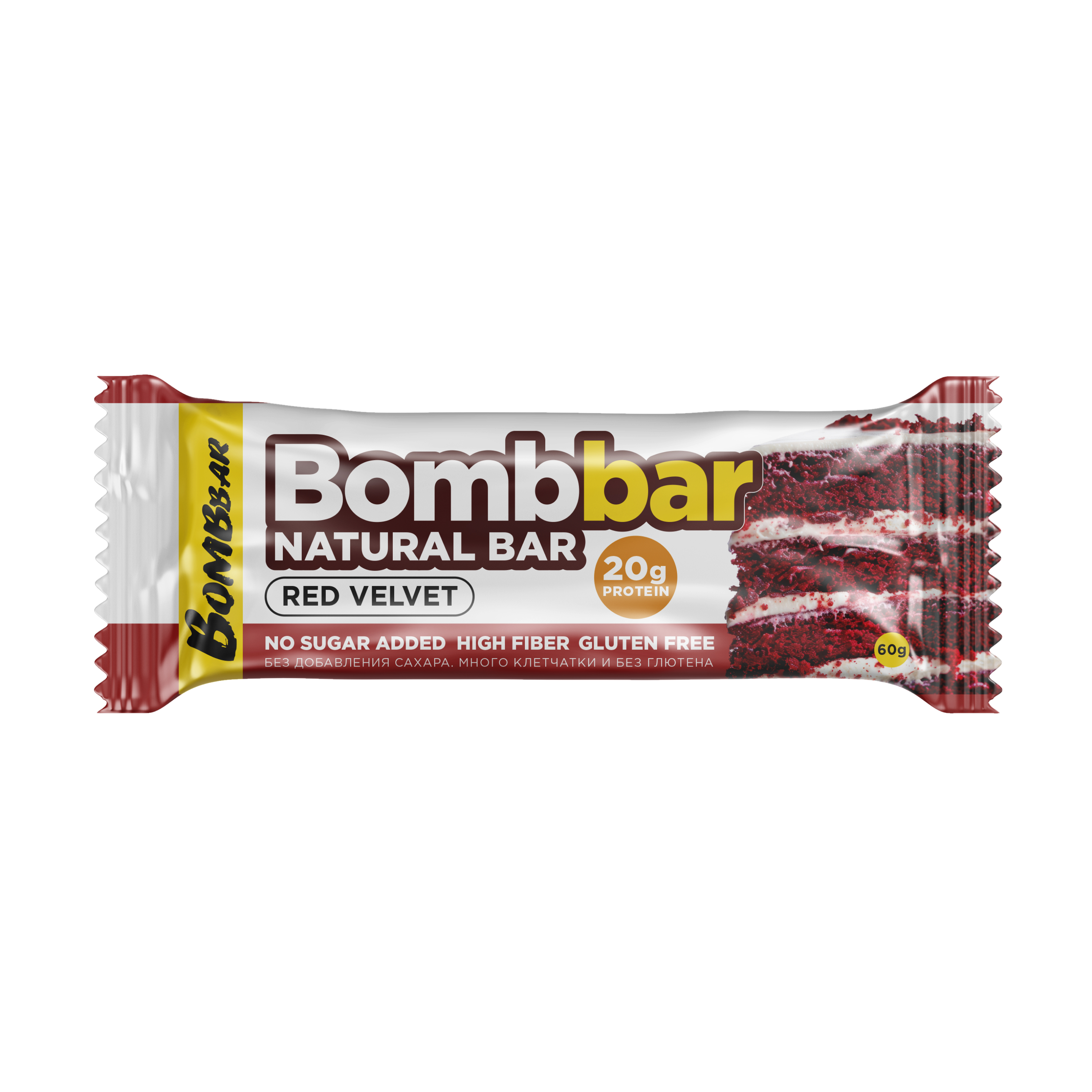 Протеиновый батончик Bombbar Natural Bar, 60 г, Красный бархат купить в ...