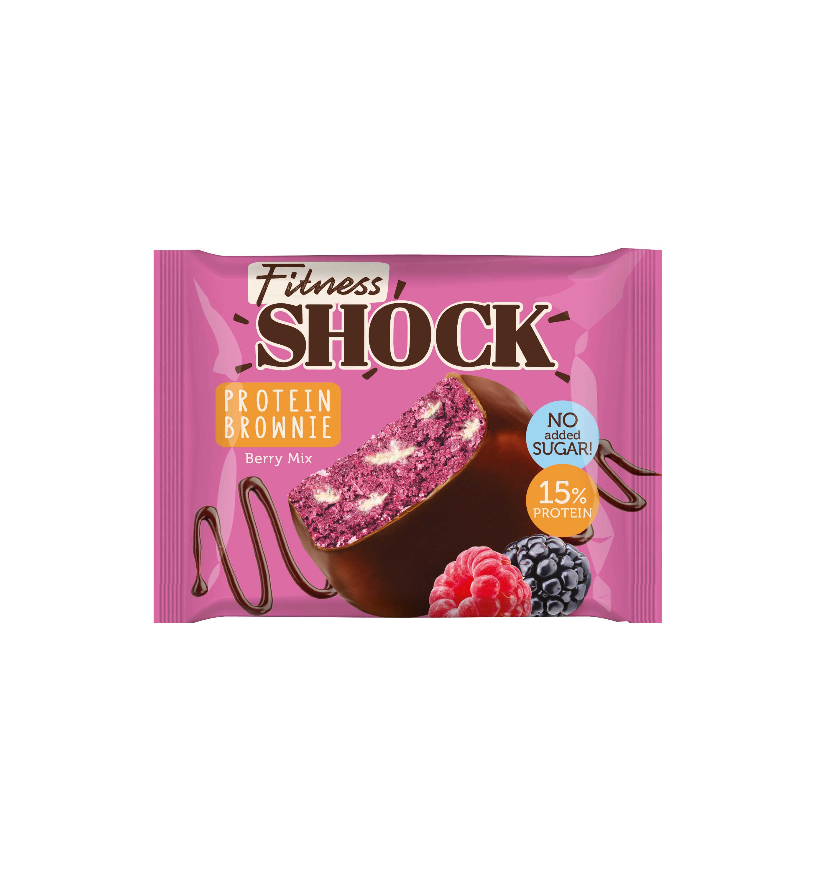 Протеиновое пирожное брауни FitnesShock Protein Brownie, 50 г, Ягодный ...